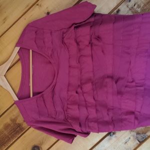 dazzle everyday! in this ruffled pink short sleeve t 2X